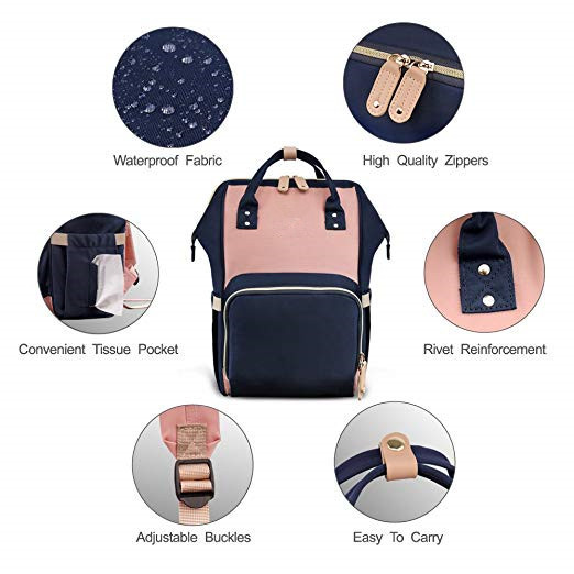 Large Modern Trendy Mummy Diaper Bag Backpack Style With Insulated Pockets