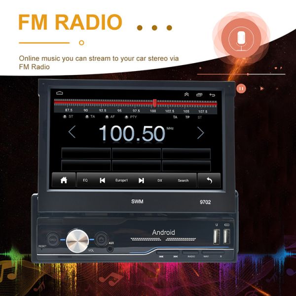 Manual Retractable Screen Car Stereo AUX IN ROHS 7 Inch Retractable Car Stereo