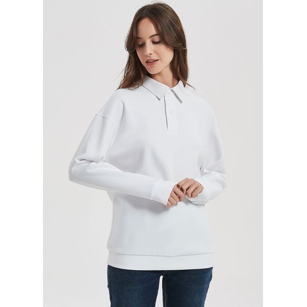 OEM Unisex 100% Cotton Long Sleeve Sweatshirts Loose Turn Down Collar Hoodie