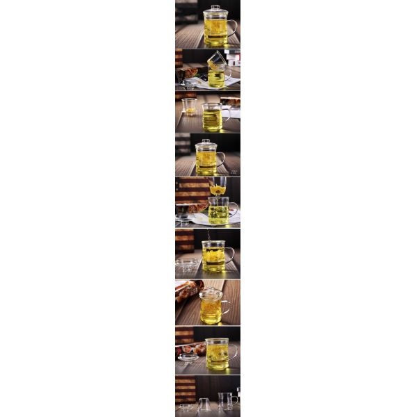 Heat Resistant Glass Tea Infuser Cup Filtering Thicker Flower Tea Cup With Handle