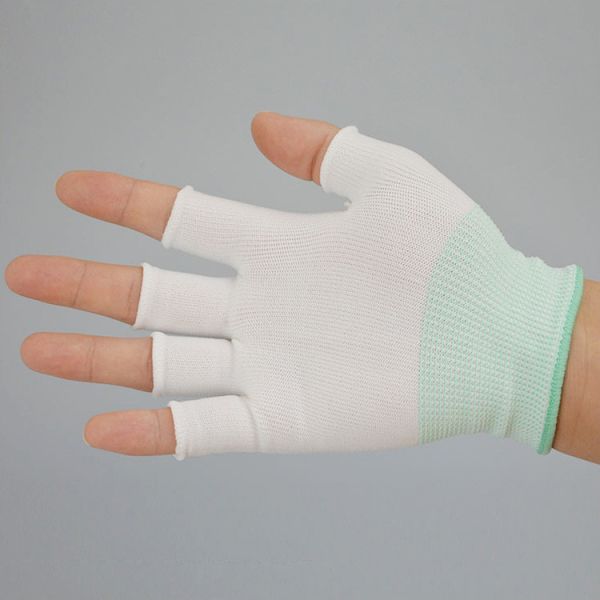 Knit Low Lint Half Finger Nylon Polyester Glove Liners Medium Weight 13 Gauge