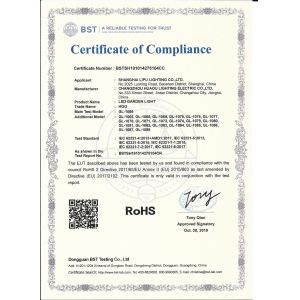 Shanghai Lipu Electric Lighting Co., Ltd. Certifications