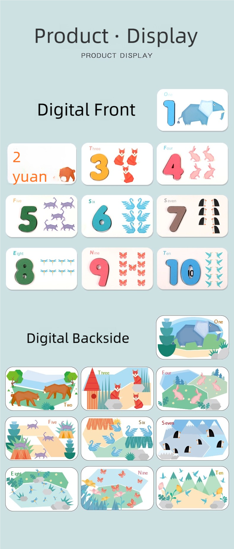 Wooden Number Alphabet Cognitive Education Matching Card Children's Early Education Stereo Two Sided English Word Puzzle Toys