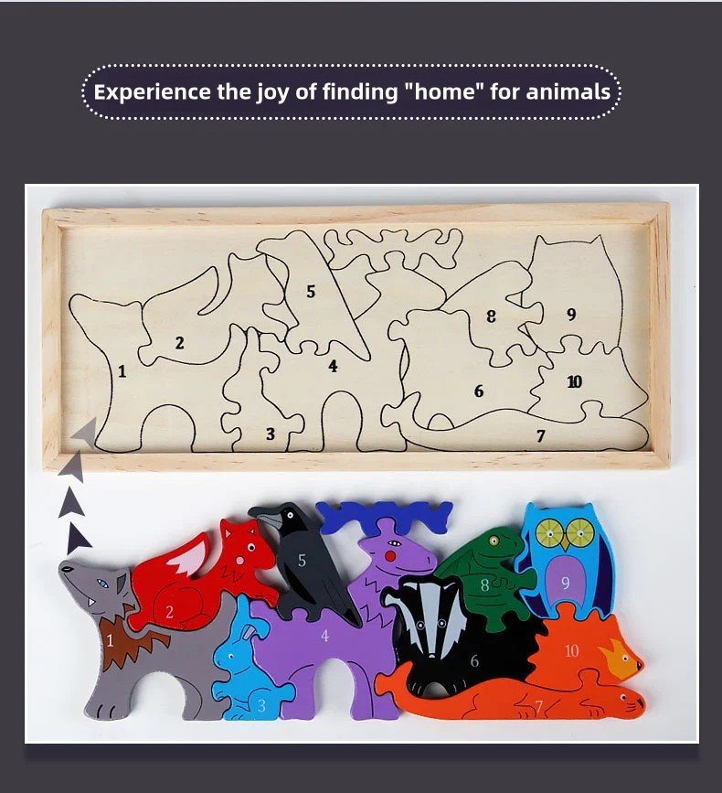 Children's Educational Toy Jigsaw Puzzle Wooden Cartoon Animal Traffic 3d Puzzle Toys for Toddler 1 2 3 Years Old