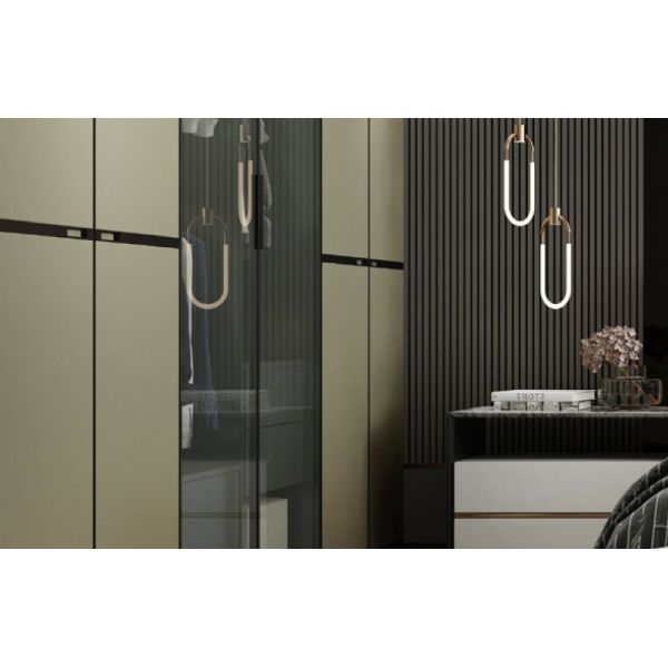 Light Gray Flat Panel Modern Wardrobe Doors 22mm Thickness High Durability