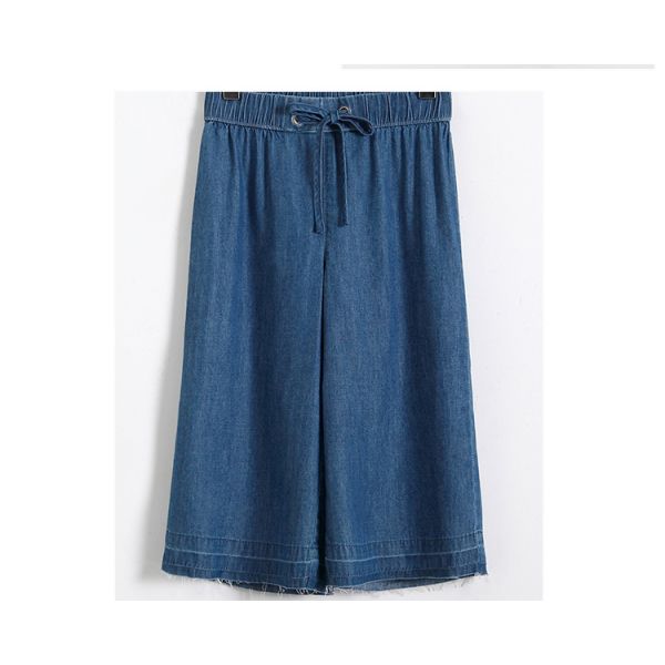 Adjustable Waist Size Kids Denim Clothes Wide Leg Shorts For Girls