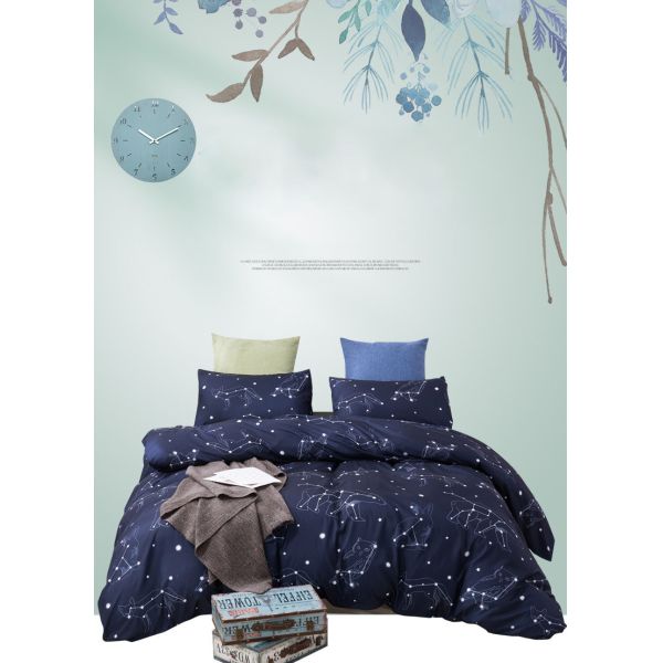 Constellation Printed Duvet Cover Pillowcase Bedding Set with Reactive Printed Dyeing