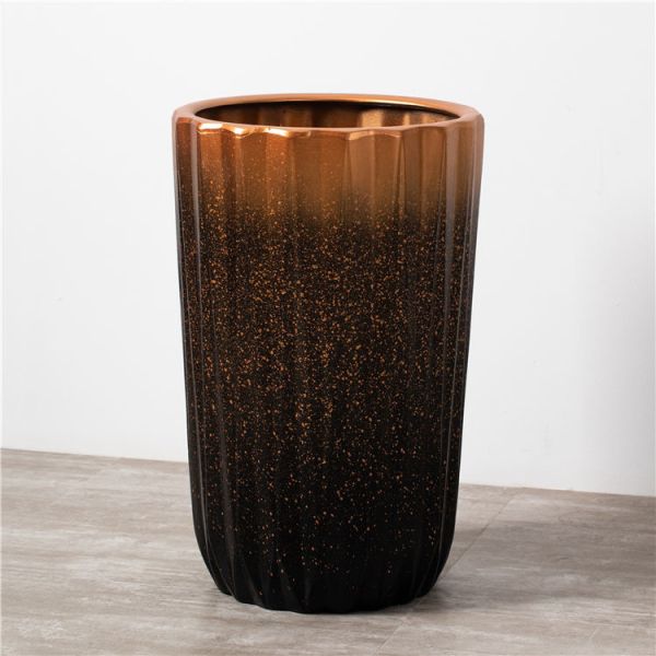 Custom Design Tall Floor Plant Pots Indoor Outdoor Decoration Black Ceramic Flower Pot For Home Garden