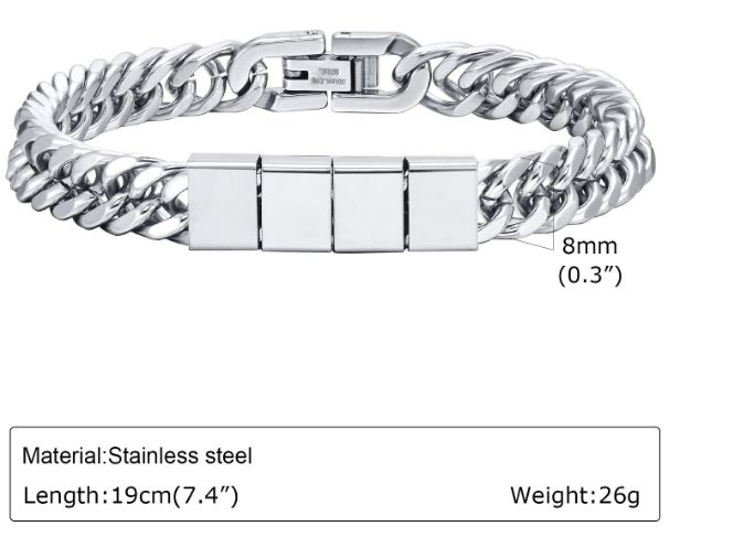 Stocked 19cm and 23 cm Black Stainless Steel Bracelet Men's bracelets with fast shipment