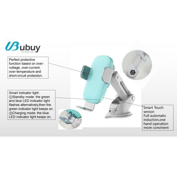 15 Watt Qi Wireless Fast Charging Car Charger