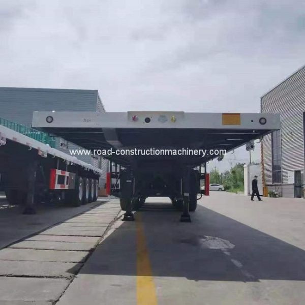 Q345B Steel 60 Ton Flatbed Semi Trailer Shipping Container 12.00R22.5 Tire