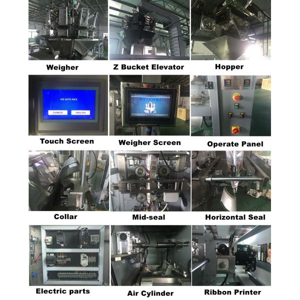 Automatic machine for packaging suitable 1-5kg all granular,almondsSuch as puffed food, opcorn, seeds and oatmeal etc.