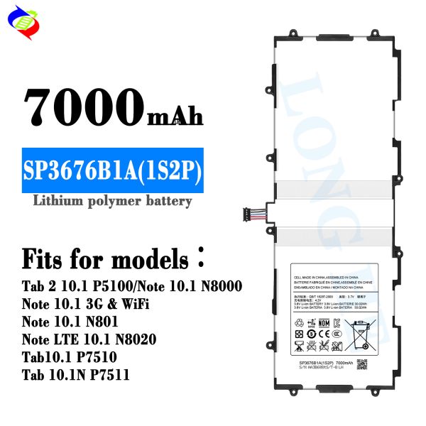 SP3676B1A(1S2P) Tablet Battery for Samsung Galaxy Tab 2 10.1 P5100 P5110 P7500 P7500 P7511 Note 800 N8000 N8010