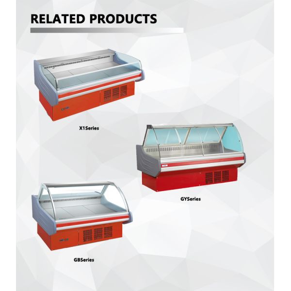 Commercial Chiller Meat Shop Glass Refrigeration Fresh Food Demonstration Supermarket Cooler Big Display Capacity