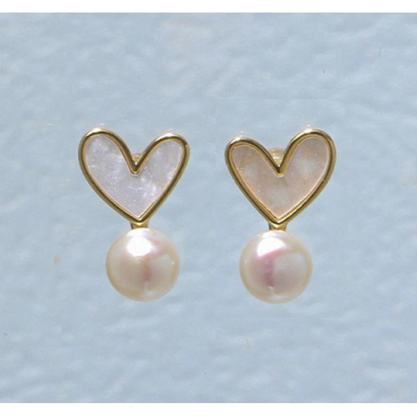 Natural Pearl Shell Chokers Necklace Heart Shape 925 Sterling Silver Necklace Shell Earring Ring Jewelry for Women Gift