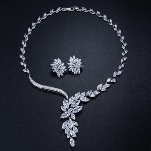 Cheap CZ Crystal Pendant Necklace for Women Fashion Wedding Statement Jewelry Accessories Wedding Jewelry Sets For Brides wholesale