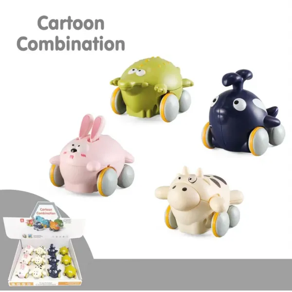 Factory Wholesale Baby Grab Toys Education Rattle Roll Car Cartoon Children&prime;s Toys Baby Toys Inertia Animal Car