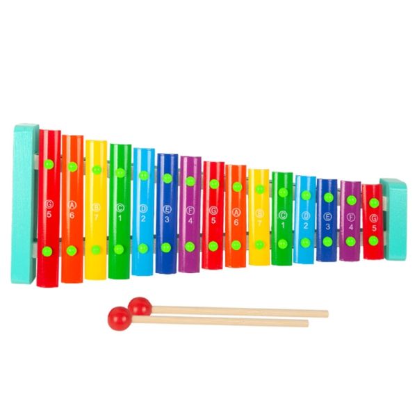 Kids Wooden Xylophone 15 Tones Knock Piano Educational With 2 Mallets