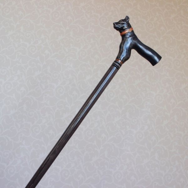 Black Walnut Wooden Dog Head Umbrella Handle Scratch Resistance