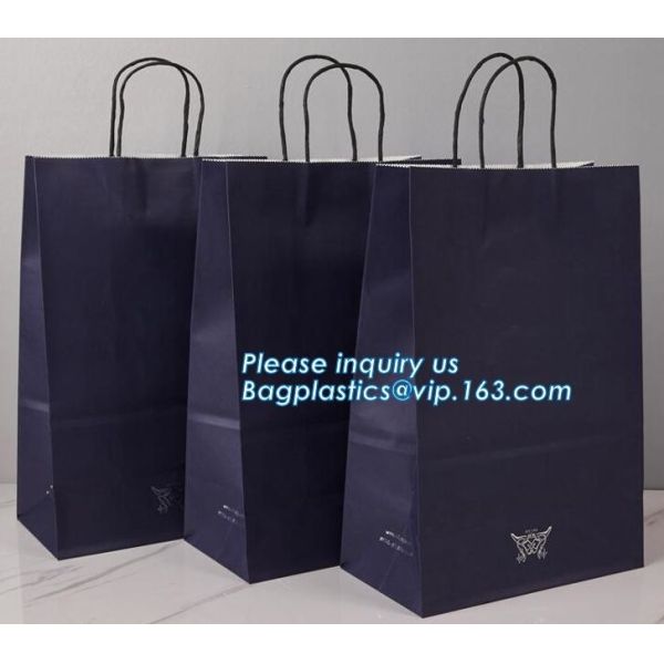 Luxury Metal Button Top Quality Gift Brown Paper Bags with Strong Handle,reusable ecofriendly customizable promotional l