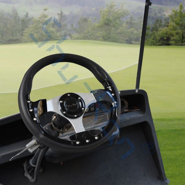 Golf Cart Racing Black Steering Wheel for Club Car, EZGO, and Yamaha