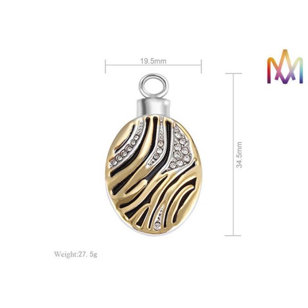 Corrugated Oval Ashes Engraved Necklace Charms 27.5G
