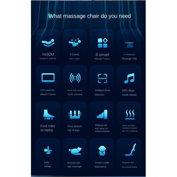 Full Body Electric Shiatsu Massage Chair Zero 135cm SL Track 3D Manipulator