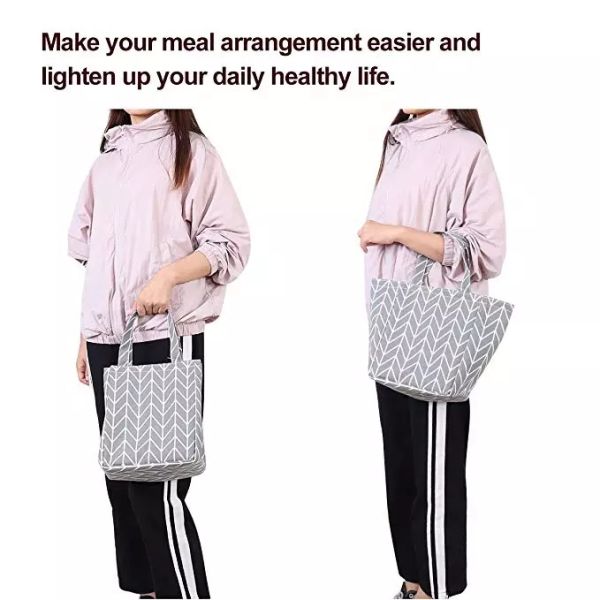 Canvas Fabric Reusable Insulated Lunch Bag With Inner Pocket
