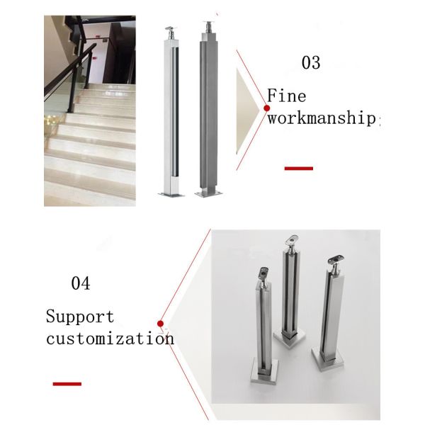304 316 Stainless Steel Balustrade Posts Glass Railing Posts Balcony Tempered Glass Balcony Posts