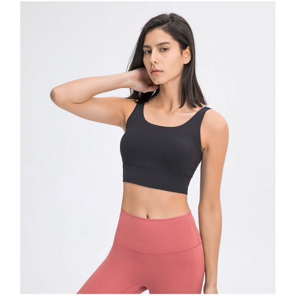 Latest U-Shaped Elastic Women Sports Bra Wide Strap Female Fitness Tank Top With Pad