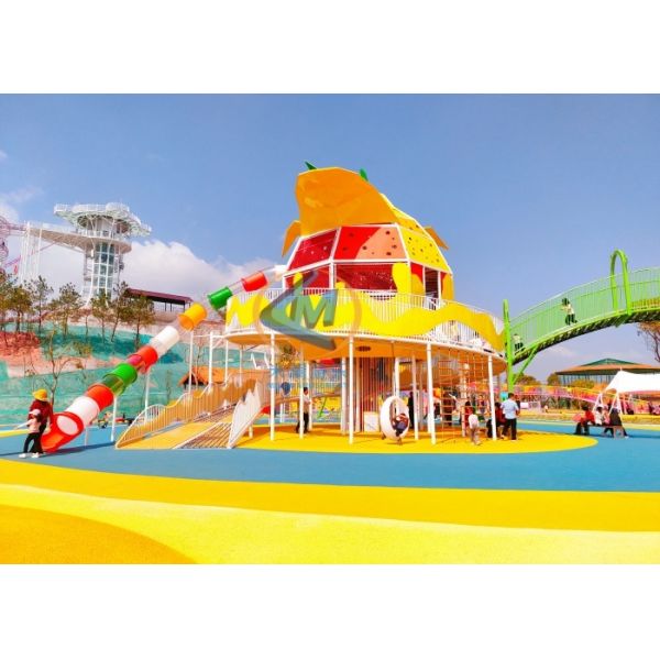 Commercial Outdoor Playground Set Non Power Outdoor Playground 35x25m For Land Park