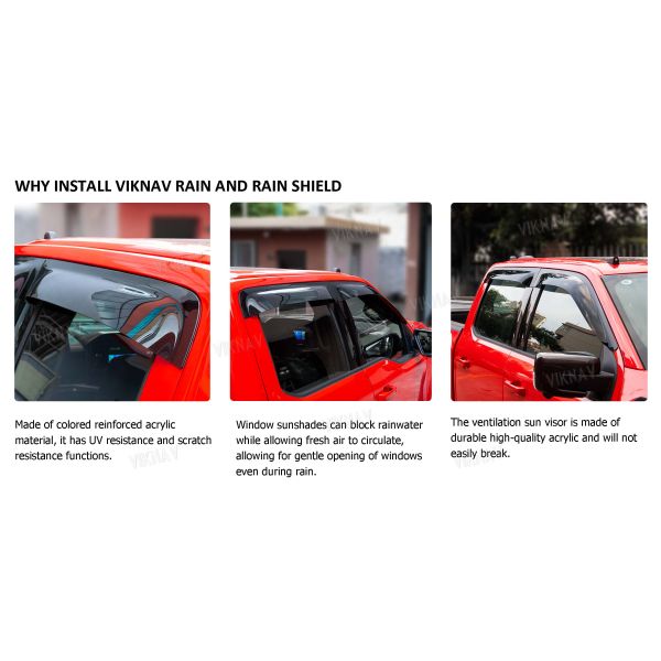 Viknav for Ford F150 2015-2023 Truck Window Deflector Rain Guards Compatible With Ford F150 Raptor