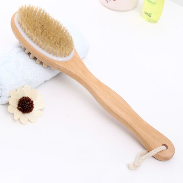 Wooden Long Handle Body Brushes Natural Bristles Brushes