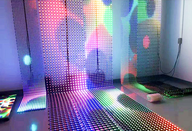 waterproof big size soft led curtain screen led pixel net mesh display