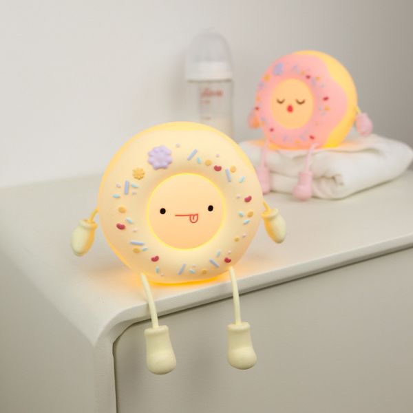 MissDonut Lamp Cute Donut Night Light Soft Silicone Lamp Kids Baby Nursery Nightlight LED Touch Light Kids Bedroom Decor