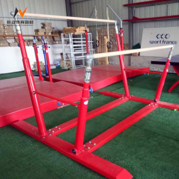 Kids Gymnastics Training Equipment Outdoor Uneven Bars with Extension Legs in Red