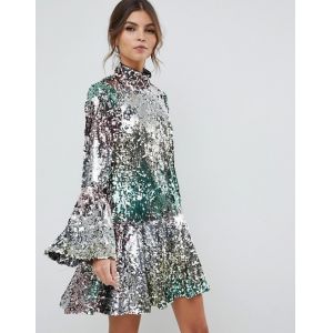Buy cheap factory manufacturer custom make rainbow mini sequin dress from wholesalers