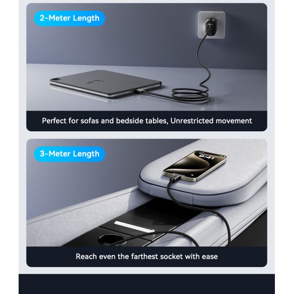 Essager USB A To C Cable USB C Charging Cord 60W 1m 2m 3m
