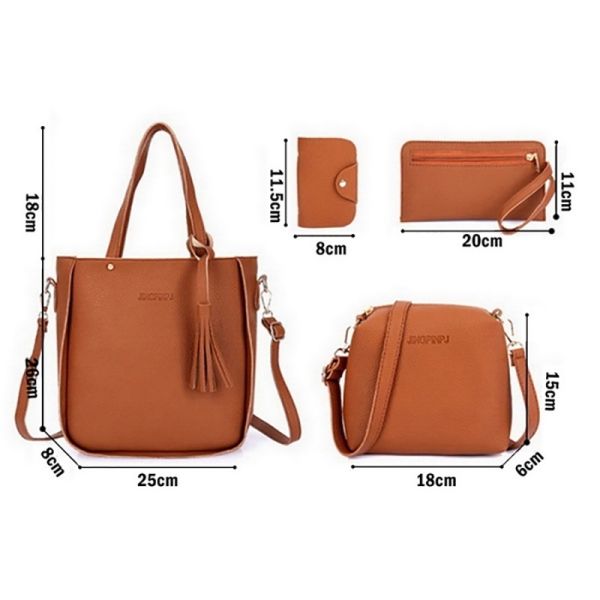 4Pcs/Set Women PU Crossbody Bag Set Leather Shoulder Bags Ladies Purse