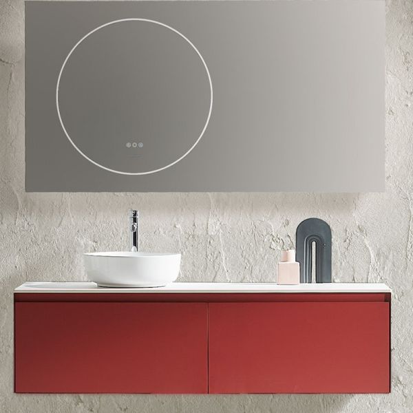 Factory Directly Modern Hotel Hanging Waterproof Mirror Wash Basin Vanity Sintered Stone Bathroom Cabinet