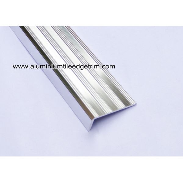 Replaceable Aluminum Non Slip Stair Treads Anodized Shiny Silver