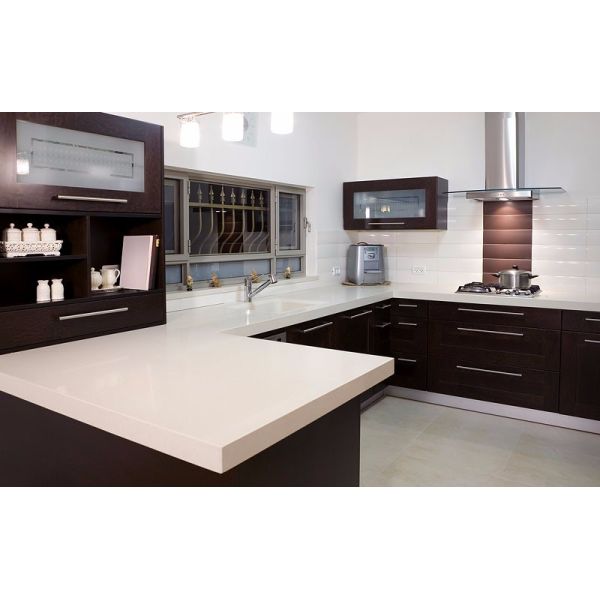 Pure White Solid Stone Countertops For Kitchen Cabinet Quartz Material