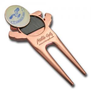 China Copper Metal Golf Repair Tool , Promotional Gift Personalized Divot Tool Pitchfork on sale