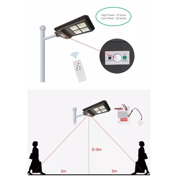 Remote Control Solar Garden Street Light , Solar Powered Outdoor Street Lights