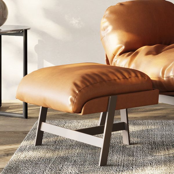 Modern Leisure Relax Leather Chair With Ottoman Stainless Steel Base