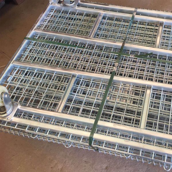 Stackable 4 Wire Mesh Cages High Storage Galvanized Construction Metal Pallet Cage