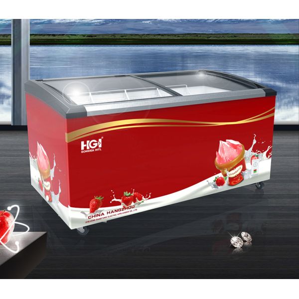 CCC Meat Display Deep Freezer 248 Liter Glass Top Ice Cream Freezer