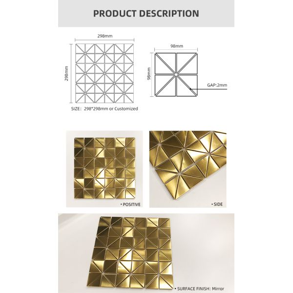 Custom 1.0mm Thickness Stainless Steel Mosaic Tile Sheets For Kitchen Bathroom