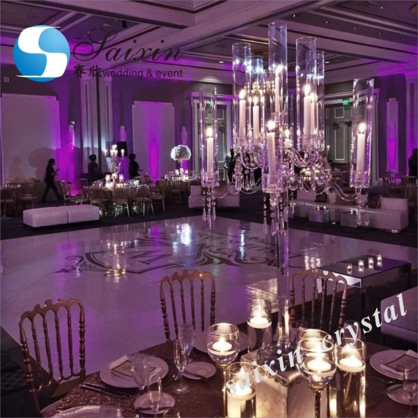 Crystal Gold Flower Vase Metal Stand For Living Room Wedding Table Decoration