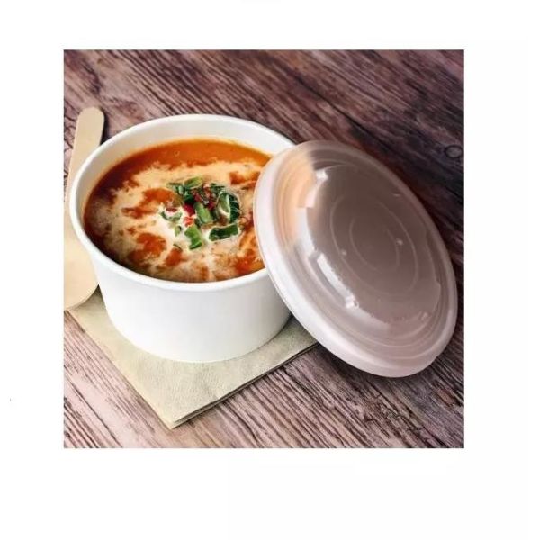 Cold Liquids Take Away BPA Free Soup Noodle Custom Print Disposable White Paper Bowl